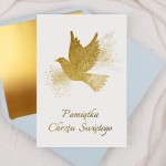 Personalizowana Kartka na Chrzest Święty ze złotym gołębiem - Golden Dove